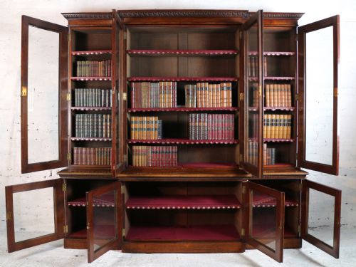 LARGE VICTORIAN OAK BREAKFRONT BOOKCASE ATTRIBUTED TO MAPLE CO - ADDITIONAL PHOTO 24