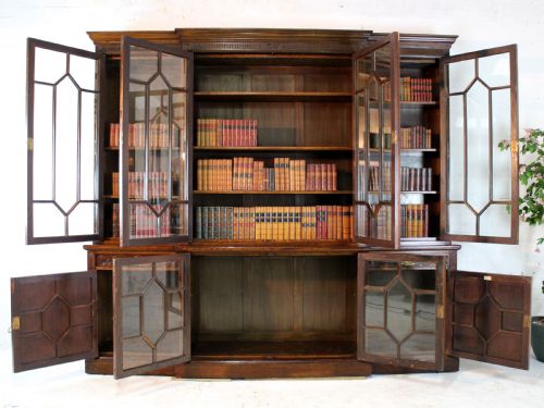MAPLE CO LARGE VICTORIAN OAK BREAKFRONT BOOKCASE - ADDITIONAL PHOTO 4