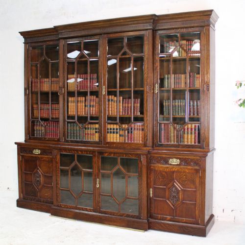 MAPLE CO LARGE VICTORIAN OAK BREAKFRONT BOOKCASE - ADDITIONAL PHOTO 5