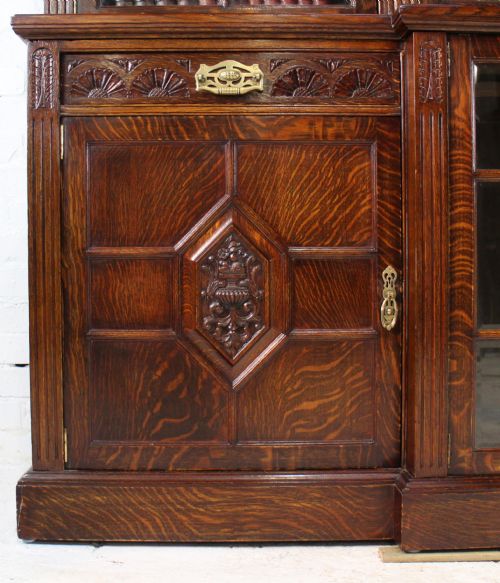 MAPLE CO LARGE VICTORIAN OAK BREAKFRONT BOOKCASE - ADDITIONAL PHOTO 7