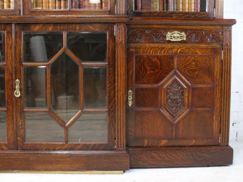 MAPLE CO LARGE VICTORIAN OAK BREAKFRONT BOOKCASE - ADDITIONAL PHOTO 9