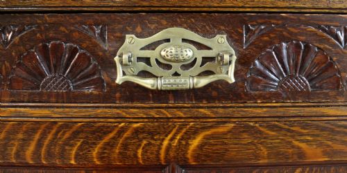 MAPLE CO LARGE VICTORIAN OAK BREAKFRONT BOOKCASE - ADDITIONAL PHOTO 12