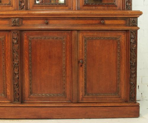 VICTORIAN IVY CARVED OAK LIBRARY BOOKCASE - ADDITIONAL PHOTO 8