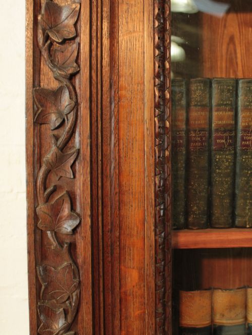 VICTORIAN IVY CARVED OAK LIBRARY BOOKCASE - ADDITIONAL PHOTO 13