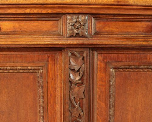 VICTORIAN IVY CARVED OAK LIBRARY BOOKCASE - ADDITIONAL PHOTO 16