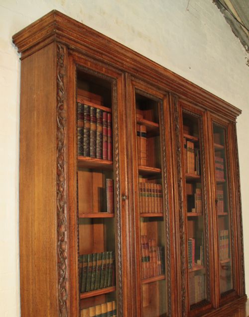 VICTORIAN IVY CARVED OAK LIBRARY BOOKCASE - ADDITIONAL PHOTO 20
