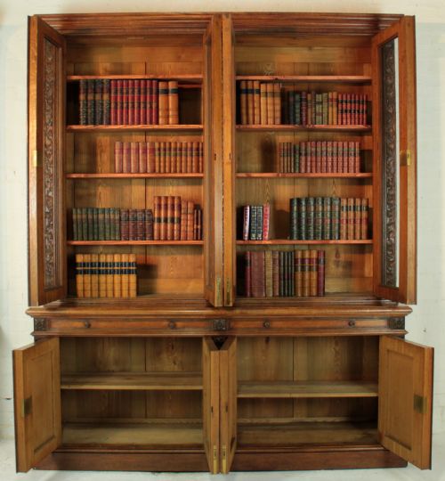 VICTORIAN IVY CARVED OAK LIBRARY BOOKCASE - ADDITIONAL PHOTO 24