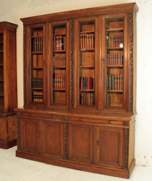 VICTORIAN IVY CARVED OAK LIBRARY BOOKCASE - ADDITIONAL PHOTO 28