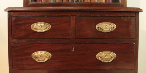 19TH CENTURY NARROW MAHOGANY ASTRAGAL GLAZED BOOKCASE ON CHEST - ADDITIONAL PHOTO 10