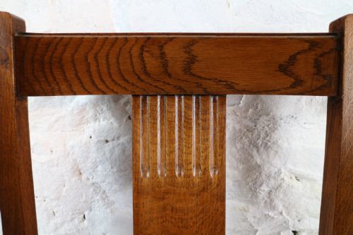 SET 10 ARTS CRAFTS OAK DINING CHAIRS WITH LEATHER SEATS C1900 - ADDITIONAL PHOTO 17