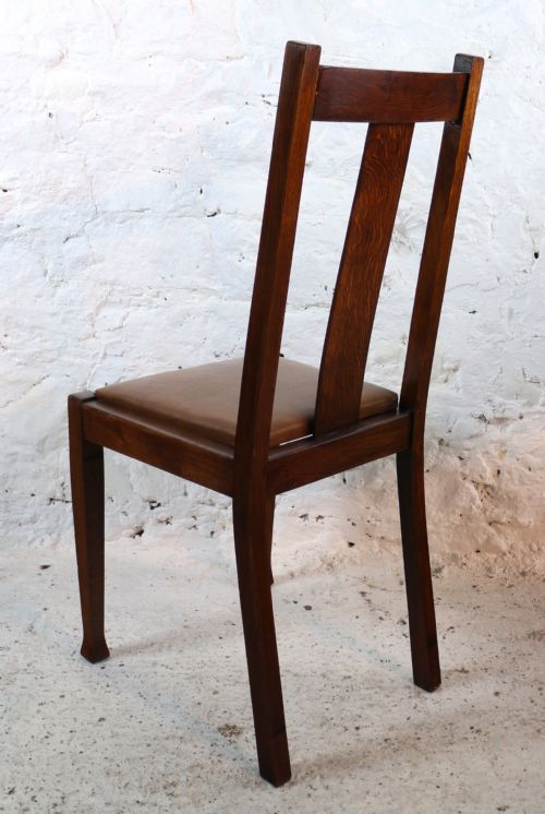 SET 10 ARTS CRAFTS OAK DINING CHAIRS WITH LEATHER SEATS C1900 - ADDITIONAL PHOTO 21