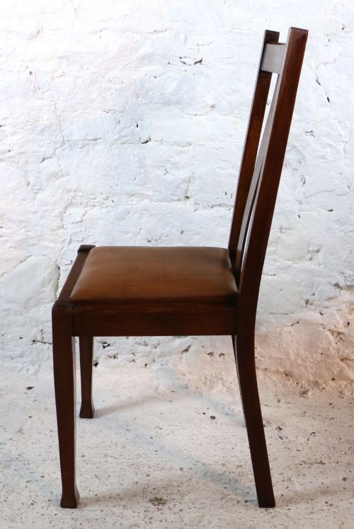 SET 10 ARTS CRAFTS OAK DINING CHAIRS WITH LEATHER SEATS C1900 - ADDITIONAL PHOTO 22