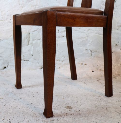 SET 10 ARTS CRAFTS OAK DINING CHAIRS WITH LEATHER SEATS C1900 - ADDITIONAL PHOTO 26