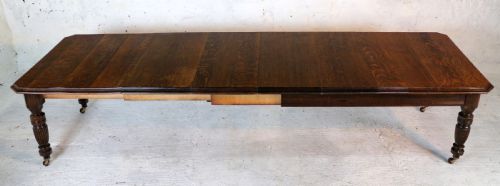 ARTS CRAFTS EXTENDING OAK DINING TABLE 4 LEAVES 12FT SEATS 1416 - ADDITIONAL PHOTO 2
