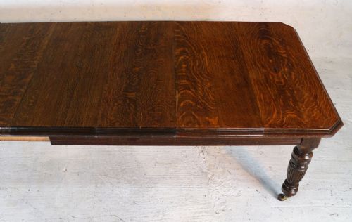 ARTS CRAFTS EXTENDING OAK DINING TABLE 4 LEAVES 12FT SEATS 1416 - ADDITIONAL PHOTO 4