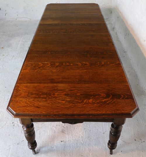 ARTS CRAFTS EXTENDING OAK DINING TABLE 4 LEAVES 12FT SEATS 1416 - ADDITIONAL PHOTO 11