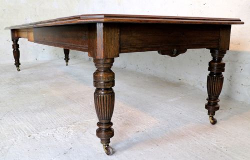 ARTS CRAFTS EXTENDING OAK DINING TABLE 4 LEAVES 12FT SEATS 1416 - ADDITIONAL PHOTO 15