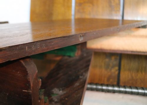 ARTS CRAFTS EXTENDING OAK DINING TABLE 4 LEAVES 12FT SEATS 1416 - ADDITIONAL PHOTO 22