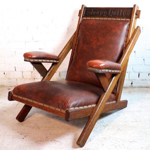 arts crafts oak 'sleepy hollow' library armchair - CATEGORY: ANTIQUE CHAIRS - DATED 19TH CENTURY