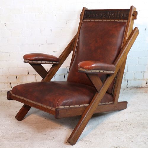 ARTS CRAFTS OAK 'SLEEPY HOLLOW' LIBRARY ARMCHAIR - ADDITIONAL PHOTO 11
