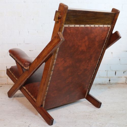 ARTS CRAFTS OAK 'SLEEPY HOLLOW' LIBRARY ARMCHAIR - ADDITIONAL PHOTO 13