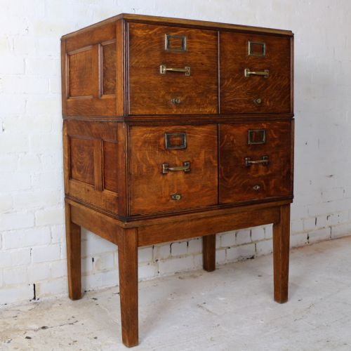 fig 2. Antique Golden Oak Four Drawer Filing Cabinet by Yawman & Erbe, c.1910