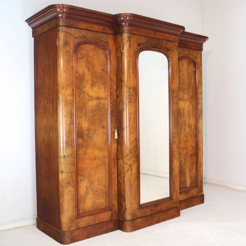 VICTORIAN WALNUT BREAKFRONT FITTED WARDROBE - ADDITIONAL PHOTO 2