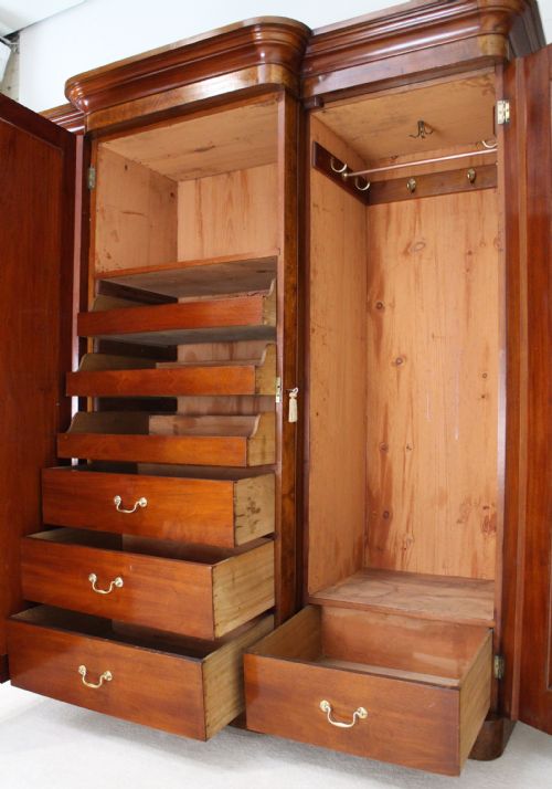 VICTORIAN WALNUT BREAKFRONT FITTED WARDROBE - ADDITIONAL PHOTO 21