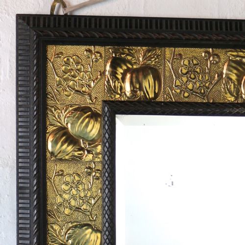 ARTS CRAFTS MAHOGANY BRASS MIRROR ATTRIBUTED TO SHAPLAND PETTER - ADDITIONAL PHOTO 4