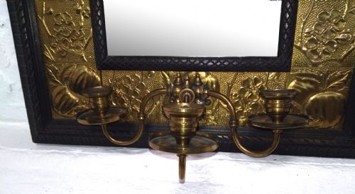 ARTS CRAFTS MAHOGANY BRASS MIRROR ATTRIBUTED TO SHAPLAND PETTER - ADDITIONAL PHOTO 5