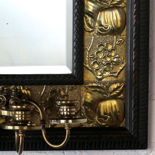 ARTS CRAFTS MAHOGANY BRASS MIRROR ATTRIBUTED TO SHAPLAND PETTER - ADDITIONAL PHOTO 6