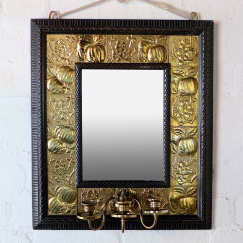 ARTS CRAFTS MAHOGANY BRASS MIRROR ATTRIBUTED TO SHAPLAND PETTER - ADDITIONAL PHOTO 7