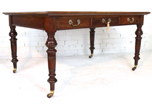 VICTORIAN OAK 5FT PARTNERS WRITING TABLE BY JAMES SHOOLBRED LONDON - ADDITIONAL PHOTO 9