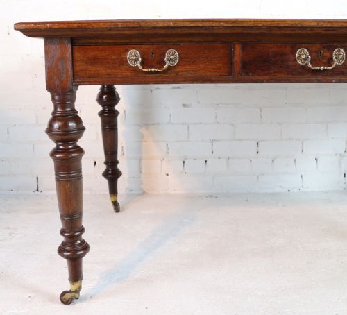 VICTORIAN OAK 5FT PARTNERS WRITING TABLE BY JAMES SHOOLBRED LONDON - ADDITIONAL PHOTO 10