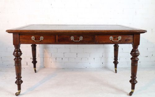 VICTORIAN OAK 5FT PARTNERS WRITING TABLE BY JAMES SHOOLBRED LONDON - ADDITIONAL PHOTO 11