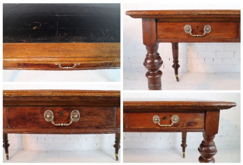VICTORIAN OAK 5FT PARTNERS WRITING TABLE BY JAMES SHOOLBRED LONDON - ADDITIONAL PHOTO 12