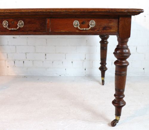VICTORIAN OAK 5FT PARTNERS WRITING TABLE BY JAMES SHOOLBRED LONDON - ADDITIONAL PHOTO 13