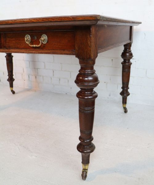 VICTORIAN OAK 5FT PARTNERS WRITING TABLE BY JAMES SHOOLBRED LONDON - ADDITIONAL PHOTO 16
