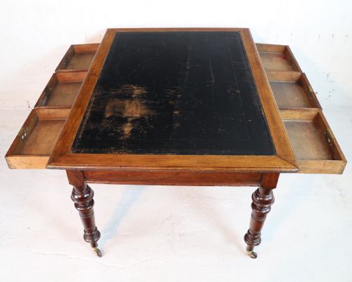 VICTORIAN OAK 5FT PARTNERS WRITING TABLE BY JAMES SHOOLBRED LONDON - ADDITIONAL PHOTO 18