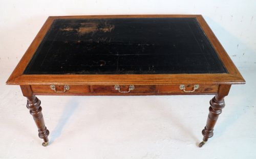 VICTORIAN OAK 5FT PARTNERS WRITING TABLE BY JAMES SHOOLBRED LONDON - ADDITIONAL PHOTO 22