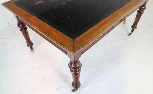 VICTORIAN OAK 5FT PARTNERS WRITING TABLE BY JAMES SHOOLBRED LONDON - ADDITIONAL PHOTO 25