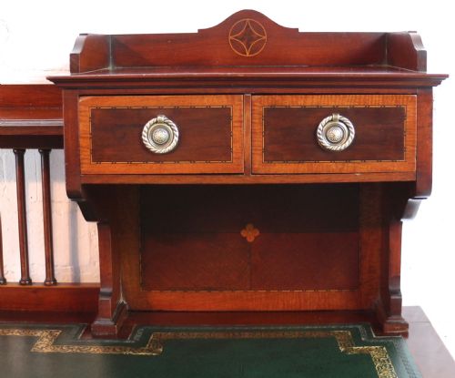 SHERATON REVIVAL MAHOGANY INLAID DESK ATTRIBUTED TO SHAPLAND PETTER C1900 - ADDITIONAL PHOTO 6