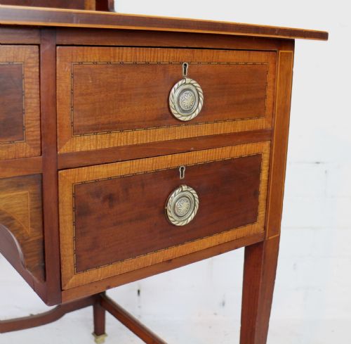 SHERATON REVIVAL MAHOGANY INLAID DESK ATTRIBUTED TO SHAPLAND PETTER C1900 - ADDITIONAL PHOTO 10