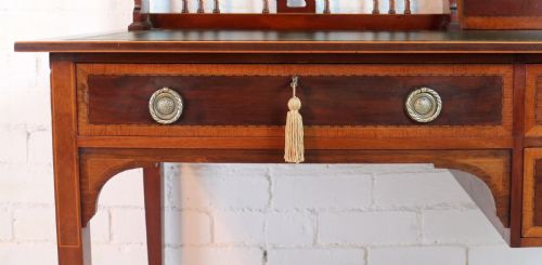SHERATON REVIVAL MAHOGANY INLAID DESK ATTRIBUTED TO SHAPLAND PETTER C1900 - ADDITIONAL PHOTO 11