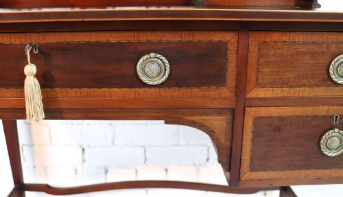 SHERATON REVIVAL MAHOGANY INLAID DESK ATTRIBUTED TO SHAPLAND PETTER C1900 - ADDITIONAL PHOTO 12