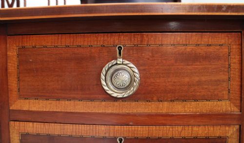 SHERATON REVIVAL MAHOGANY INLAID DESK ATTRIBUTED TO SHAPLAND PETTER C1900 - ADDITIONAL PHOTO 14