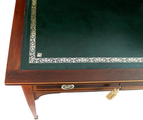 SHERATON REVIVAL MAHOGANY INLAID DESK ATTRIBUTED TO SHAPLAND PETTER C1900 - ADDITIONAL PHOTO 20