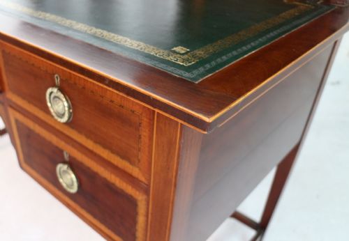 SHERATON REVIVAL MAHOGANY INLAID DESK ATTRIBUTED TO SHAPLAND PETTER C1900 - ADDITIONAL PHOTO 21