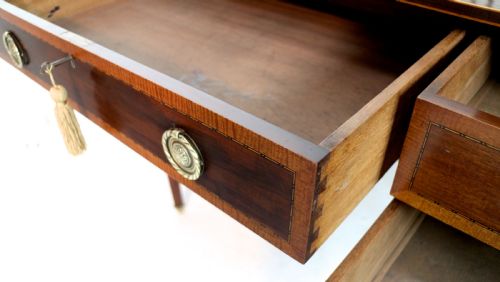 SHERATON REVIVAL MAHOGANY INLAID DESK ATTRIBUTED TO SHAPLAND PETTER C1900 - ADDITIONAL PHOTO 25