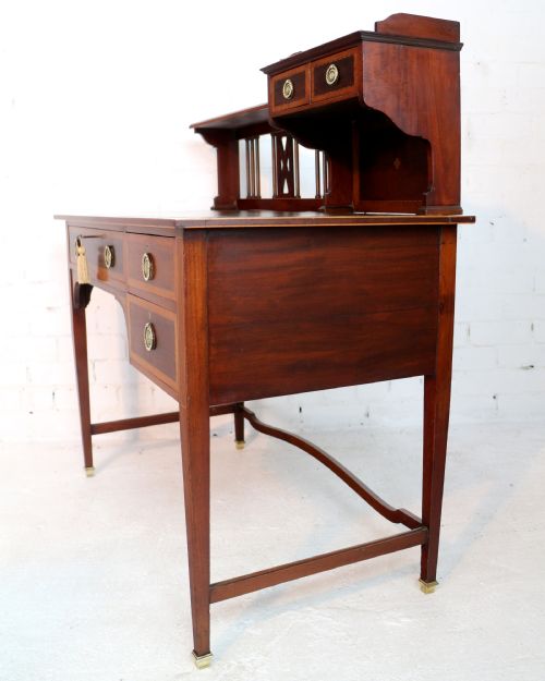 SHERATON REVIVAL MAHOGANY INLAID DESK ATTRIBUTED TO SHAPLAND PETTER C1900 - ADDITIONAL PHOTO 29
